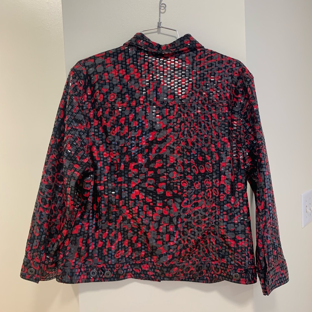 Ruby Rd. Red And Black Geometric Jacket - image 2